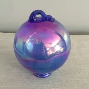 Blue pink iridescent Christmas Gazing Ball Ornament Hanging orTabletop 4”
